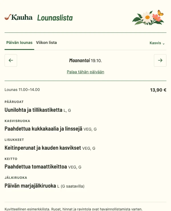 Kauha-esimerkkilista: Kesäinen puutarha